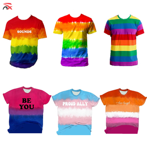 T-shirt con Stampa Digitale della Bandiera Arcobaleno LGBTQ in Poliestere 140g per Eventi all'Aperto dalla Fabbrica Nuoxin - Product Image 1