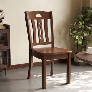 Silla de comedor de madera maciza con respaldo, color madera natural, para uso doméstico, estilo nórdico. - Product Image 4
