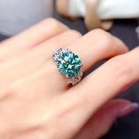 Luxe à la mode 5 carats Pigeon oeuf Simulation Mosan diamant bleu vert anneau ciel étoilé Micro incrusté coloré anniversaire de mariage