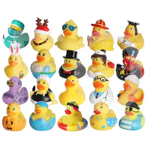 Promotional Custom Plastic Toy Animal Weighted Floating Race Assorted Bath Toy Rubber Ducky Bulk Bathtub Squeaky Bath Duck