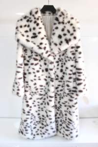 Cappotto invernale Vintage da donna con bottone di pelle di pecora tinto lungo bianco con stampa leopardata <span class=keywords><strong>Trench</strong></span> tessuto intrecciato - Product Image 3