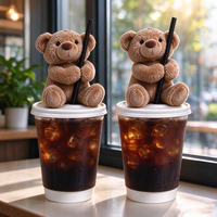 Mignon mini ours en peluche pour couvercle de tasse, décoration de tasse à café, ornement de table de café, accessoire de vaisselle, vente en gros