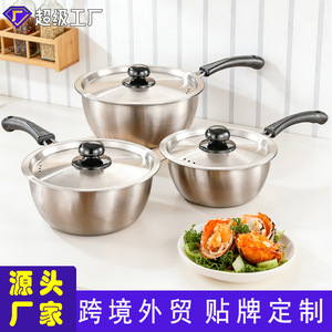 Olla para leche de acero inoxidable, con un solo mango, antiadherente, plateada, engrosada, para cocinar fideos, comida para bebés, sopa transparente - Product Image 5