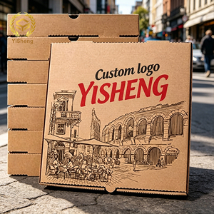Caja de Pizza Biodegradable de Cartón Kraft, Impresa con Logotipo Personalizado, Caja de Alimentos Corrugada Ecológica para Pizzería Orgánica, Entrega de Alimentos Saludables - Product Image 2