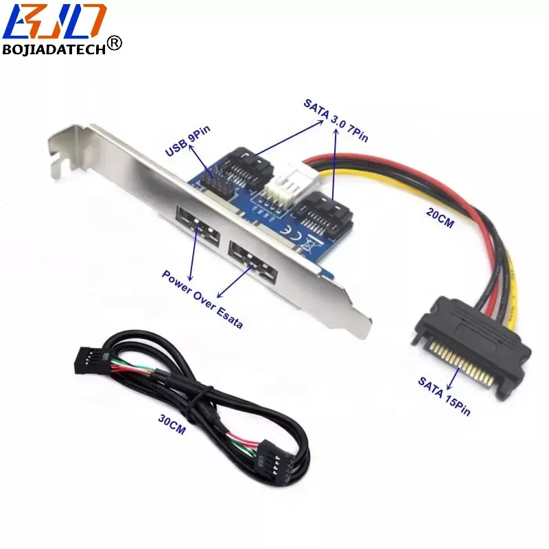 Çift bağlantı noktası 5V 12V güç Over ESATA USB 9Pin SATA 7Pin adaptörü dönüştürücü genişleme kartı bağlayın 2.5 "3.5" sabit Disk