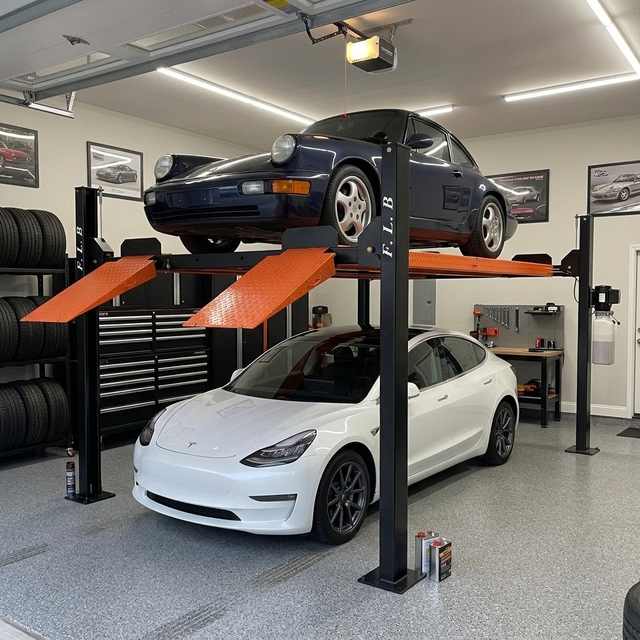 Electric Hydraulic Car Hoist for SUVs Sedans and Trucks Durable and Stable Four Post Car Lift