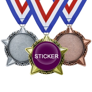 เหรียญรางวัลโลหะรูปดาวแบบกำหนดเองราคาถูกจากผู้ผลิตทองคำ สำหรับงานซับลิเมชั่นและริบบิ้น - Product Image 1