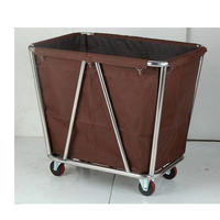 Chariot de service ménager commercial pour hôtel, chariot de blanchisserie avec sac en toile amovible, chariot porte-vêtements sales
