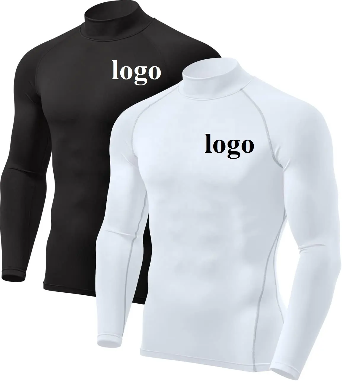 Custom Thermal Men's Long Sleeve Compression Shirts Mock Turtleneck Winter Sports Running cycling Base Layer Top