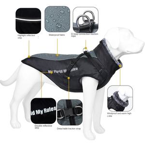 Su geçirmez kış açık köpek ceket kalınlaşmış yansıtıcı polar klasik tarzı pamuk yeni yıl büyük köpek giysileri - Product Image 3