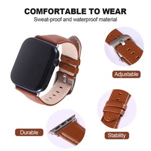 Vente en gros d'ensembles bracelet en cuir véritable souple, vintage, de luxe et tendance avec boucle magnétique pour Apple Watch 11 10 - Product Image 2
