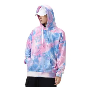 fashion street hip hop tie dye hoodie sweatshirt men custom pull over casual quality mens oversized hoodie