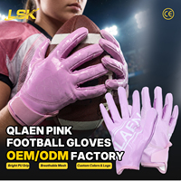 Gants de football en PU brillant à haute adhérence avec logo personnalisé, gants de receveur antidérapants, gants d'entraînement pour le football américain