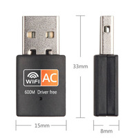 Tarjeta de Red Inalámbrica USB de Doble Banda 600M sin Controladores para Laptop, Receptor de Señal WiFi Externo