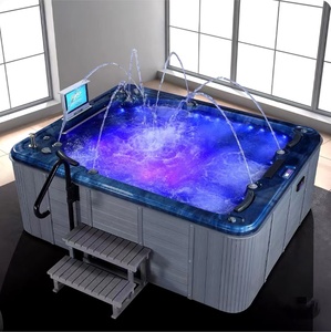 Modena White whirlpool Pool Hydromassage Hot Tube Outdoor with Skirt LED Light Strip Luxury Lounge Pools Outdoor - Product Image 1