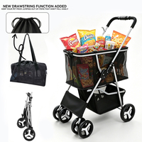 Nouvelle poussette double pour animaux de compagnie, pliable en un clic, chariot de camping détachable, panier de courses multifonctionnel pour l'extérieur