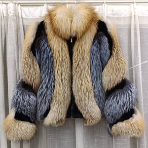 맞춤 도매 천연 여성용 플러스 사이즈 럭셔리 컬러풀 긴팔 리얼 폭스 퍼 코트 자켓 - Product Image 1