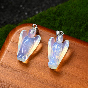 Оптовая продажа 1 дюйм натуральный смешанный драгоценный камень кристалл унисекс камень рождения Ангел богиня резьба ожерелье кулон для подарка - Product Image 2