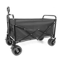 Chariot de camping pliable et portable en métal industriel pour plage et extérieur, avec quatre roues