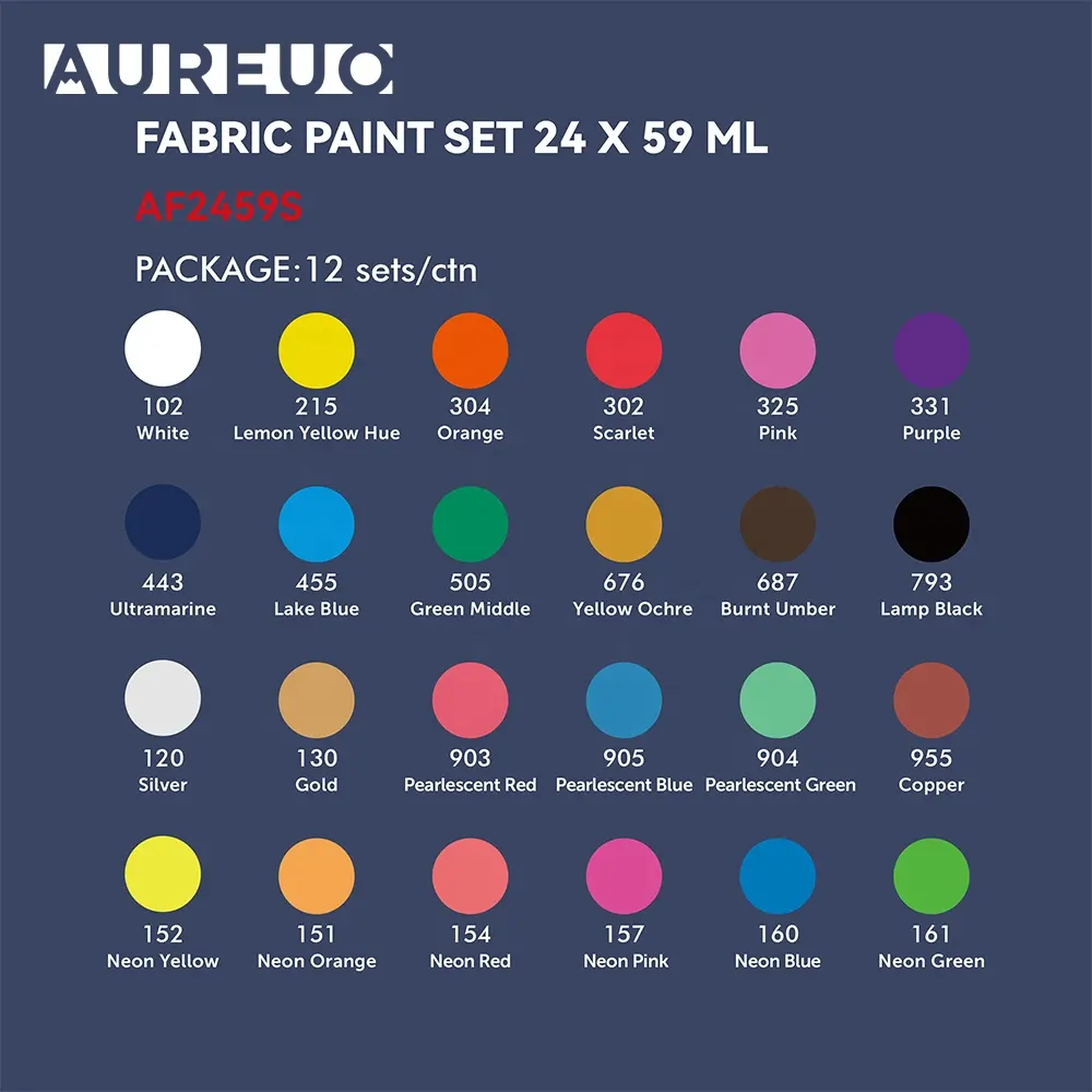 Phoenix 24 colori 59ml vernici per serigrafia personalizzate per indumenti 24 colori vernici a base d'acqua per tessuto