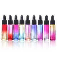 Haute qualité fond épais 5ml 10ml couleurs dégradées flacons compte-gouttes en verre forme de cylindre vide rechargeable sérum de soin de la peau
