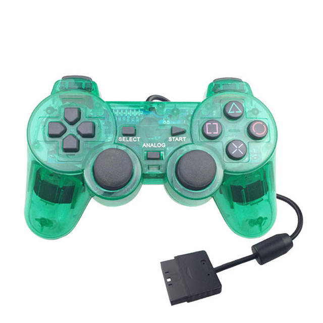 Hot Sale Cheap Price Transparent PS2 Wired Gaming Joystick Vibration Game Controller for PS2