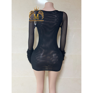 <span class=keywords><strong>Primavera</strong></span> <span class=keywords><strong>autunno</strong></span> Sexy abiti moda donna maglia vedere attraverso Mini abiti Casual Street Wear Mini abiti sottili donna donna elegante - Product Image 3