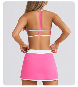 Conjuntos <span class=keywords><strong>Deportivos</strong></span> de Verano al por Mayor de Alta Calidad <span class=keywords><strong>para</strong></span> Gimnasio y Fitness con Sujetador Deportivo Halter y Falda-Vestido de Tenis o Yoga <span class=keywords><strong>para</strong></span> Mujer - Product Image 6
