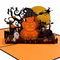 Nouvelle carte pop-up 3D Halloween 2026, citrouille effrayante découpée au laser, carte de vœux artisanale pour enfants, amis et famille