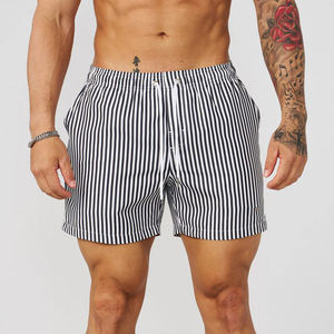 Short cargo pour homme style américain, à cordon de serrage, rayé, coupe jogger, pour le sport et le fitness, séchage rapide, respirant, décontracté, de plage, taille mi-haute, 4 points - Product Image 3