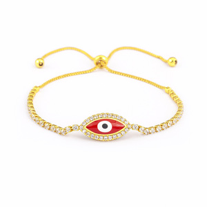 Braccialetto Occhio del Diavolo in Vendita, Placcato Oro, Regolabile, con Micro-incastonatura di Zirconi, Portafortuna per Donne e Ragazze - Product Image 5