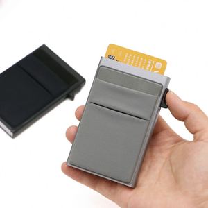 Tarjetero Automático con Compartimento para Dinero, Cartera Minimalista para Tarjetas de Visita, Estuche Delgado y Elegante de Aluminio para Tarjetas - Product Image 1