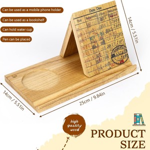 Wooden Triangular <b>Bookmark</b> Holder 25cm x 14cm Phone Stand Bookshelf Desk Organizer Home Office Decorative Tray - Product Image 1
