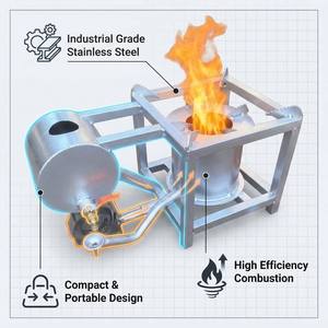Poêle à gazéification <span class=keywords><strong>sans</strong></span> fumée avec support de réservoir de combustible, poêle à <span class=keywords><strong>bois</strong></span> à combustion secondaire haute efficacité pour la cuisson en extérieur - Product Image 2