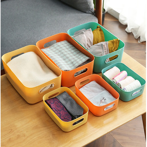 Plastic Storage <b>Bin</b> Rectangle No Lid For Home <b>Kitchen</b> Desk Organization White Gray Apricot Color - Product Image 1