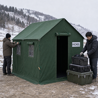 Tente de glamping extérieure 2m x 3m à structure en acier, robuste, imperméable, pour camping familial safari estival, avec toile monocouche