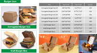 Coperchio per Scatola Burger in Carta Kraft Biodegradabile, Contenitore Usa e Getta Antigrasso Stampato a Quattro Colori S M L, Grado Alimentare, Confezione Bulk