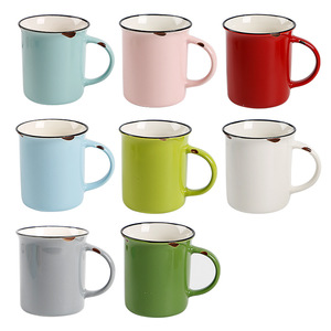 Mug en céramique rond de couleur unie avec poignée, tasse individuelle, vaisselle promotionnelle - Product Image 1