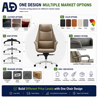 Chaise de bureau de direction Aston S-081A, moderne, luxueuse, ergonomique, dossier haut, cuir véritable, chrome, hauteur réglable, pivotante