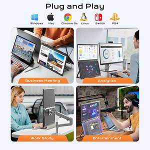 15.6 pouces Portable pliable <span class=keywords><strong>ordinateur</strong></span> portable moniteur d'<span class=keywords><strong>ordinateur</strong></span> de jeu intelligent FHD <span class=keywords><strong>double</strong></span> écran étendre 1080P IPS panneau C triple écran d'affichage - Product Image 3