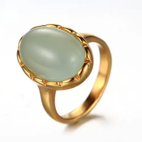 Bán buôn big stone nhẫn thiết kế đồ trang sức một đá jade ring