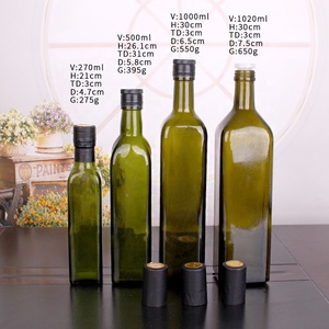Bouteille vide en verre vert foncé Marasca, carrée ou ronde, transparente, pour <span class=keywords><strong>huile</strong></span> d'olive <span class=keywords><strong>et</strong></span> <span class=keywords><strong>vinaigre</strong></span>, avec bouchon – 250 ml, 500 ml, 750 ml, 1000 ml - Product Image 5