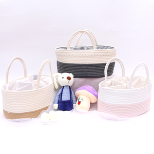 <span class=keywords><strong>Panier</strong></span> à <span class=keywords><strong>linge</strong></span> pliable de corde de coton de caddie de couche-culotte de bébé pour des enfants avec le séparateur amovible - Product Image 1