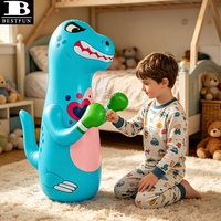 Sac de frappe gonflable écologique bleu clair pour enfants, cible de boxe robuste en forme de T-Rex pour tout-petits, jouet pour jouer en extérieur et en intérieur