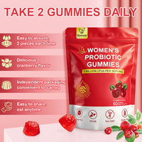 Neewwon Gummies Probiotiques pour Femmes Sans Sucre Végétaliennes 5 Milliards de UFC Saveur Canneberge 60 Unités En Stock