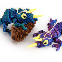 Vashine Figurine d'animal biomimétique imprimée en 3D, flexible, anti-stress, en forme de caméléon, triceratops ou lézard, jouet sensoriel, décoration de bureau, cadeau