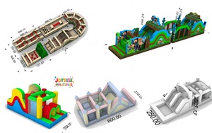 Parcours d'obstacles <span class=keywords><strong>de</strong></span> qualité commerciale, couleur <span class=keywords><strong>pastel</strong></span>, parcours d'obstacles gonflable commercial pour enfants avec toboggan, château gonflable - Product Image 6