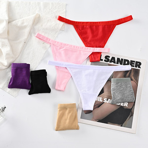 Culotte string en coton pour femme, confortable, respirante, sexy, taille basse, extensible, multicolore (7 couleurs), tailles M-L, ODM, couleur unie, style bikini - Product Image 3