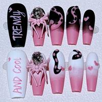 Ongles artificiels 3D faits main en ABS à presser, motif Halloween, pour salon de manucure, vente en gros, application sur les doigts
