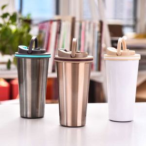 Stainless Steel Tumbler Vacuum Insulated Double Wall Travel Mug With Lid Minimalist Design Straight Cup <b>For</b> <b>Hot</b> Cold <b>Drinks</b> - Product Image 1